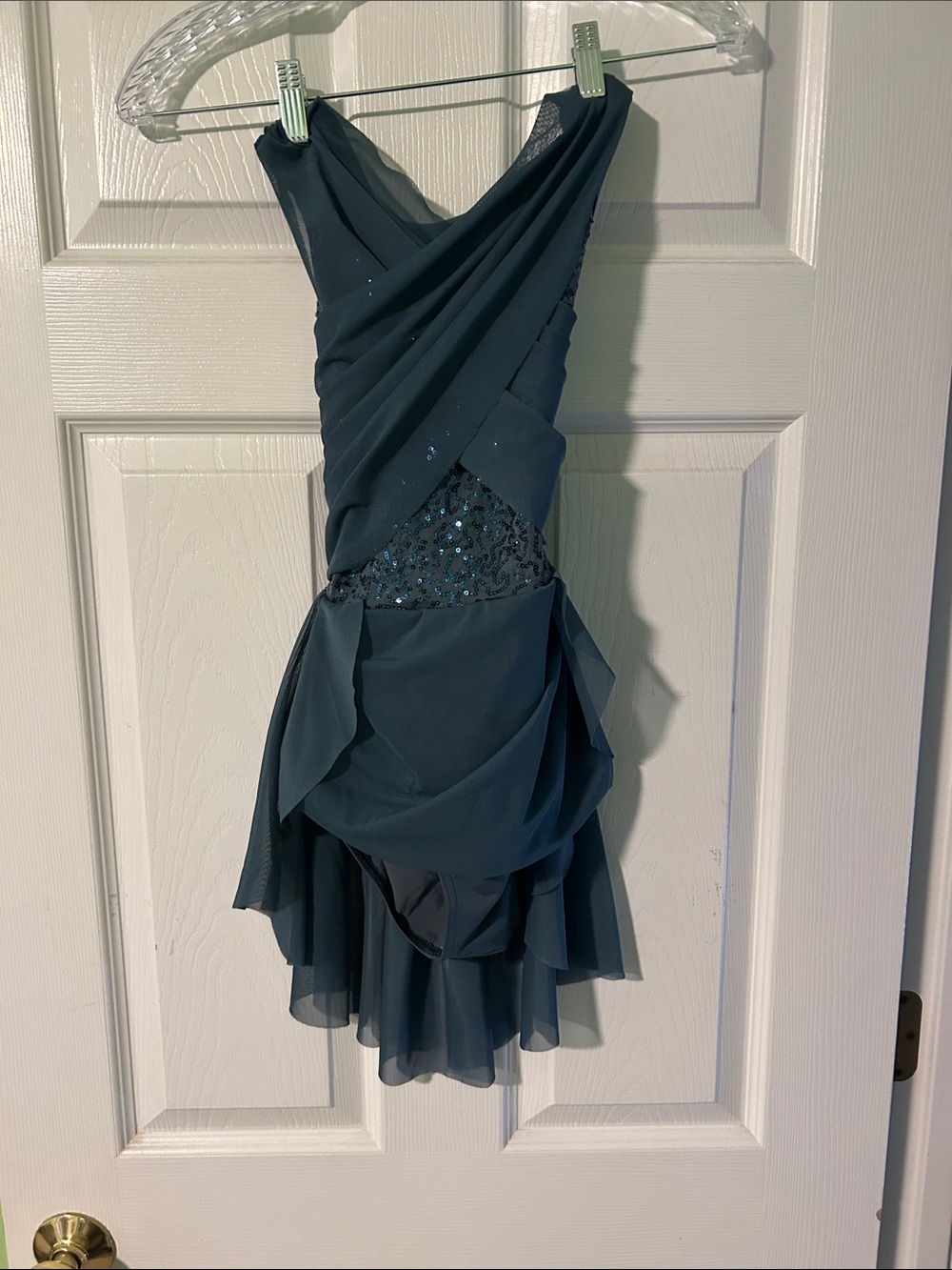 balera Teal Chiffon Dance Costume with Sequin Accent